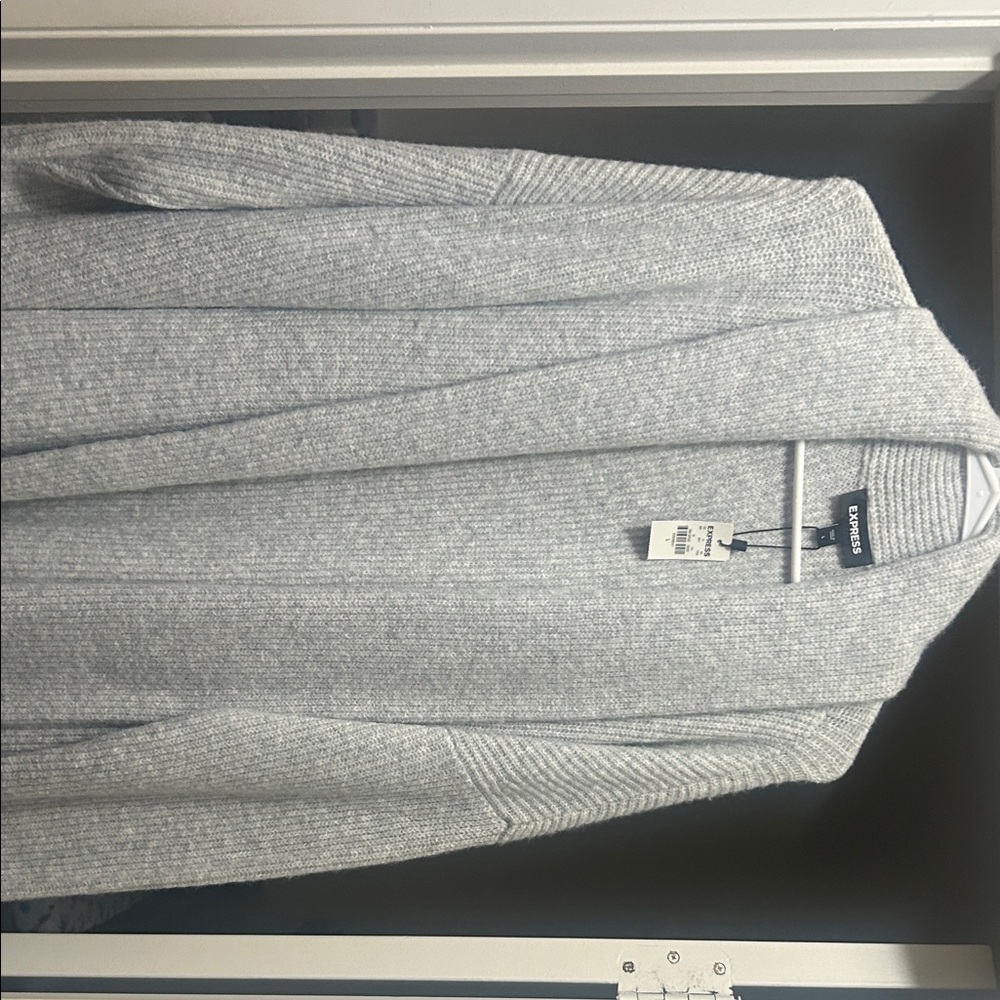 ExpressLight Gray Open-Front Cardigan